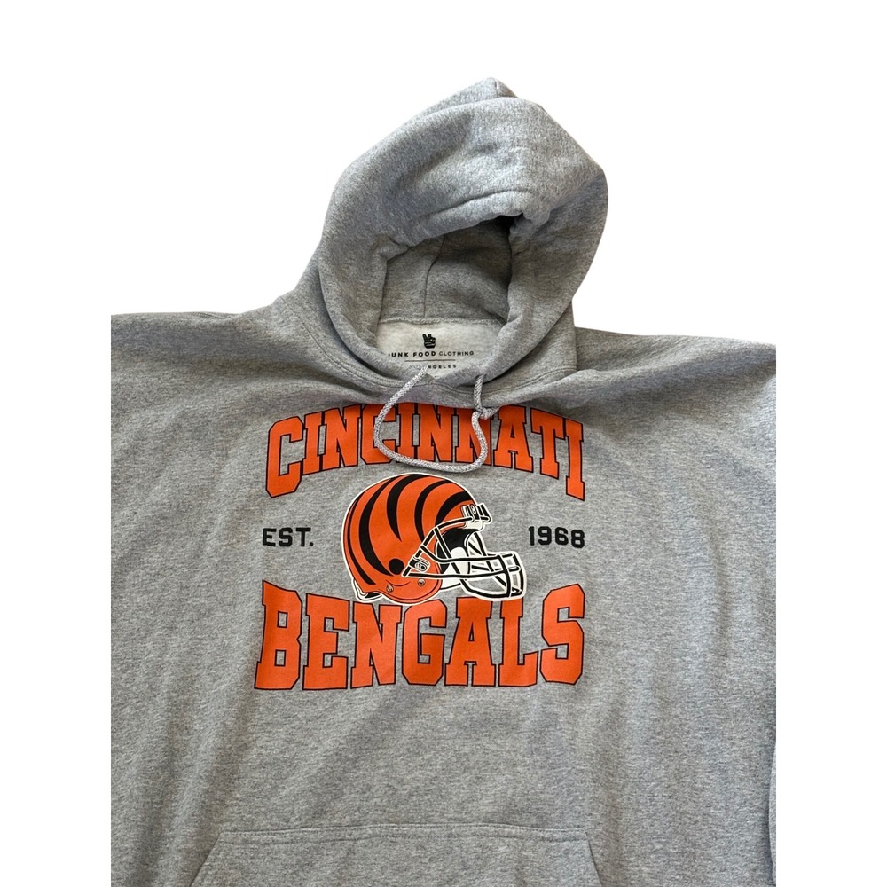 Junk Food Clothing Cincinnati Bengals NFL Hoodie Grey Mens XXXL Est 1968 Helmet
